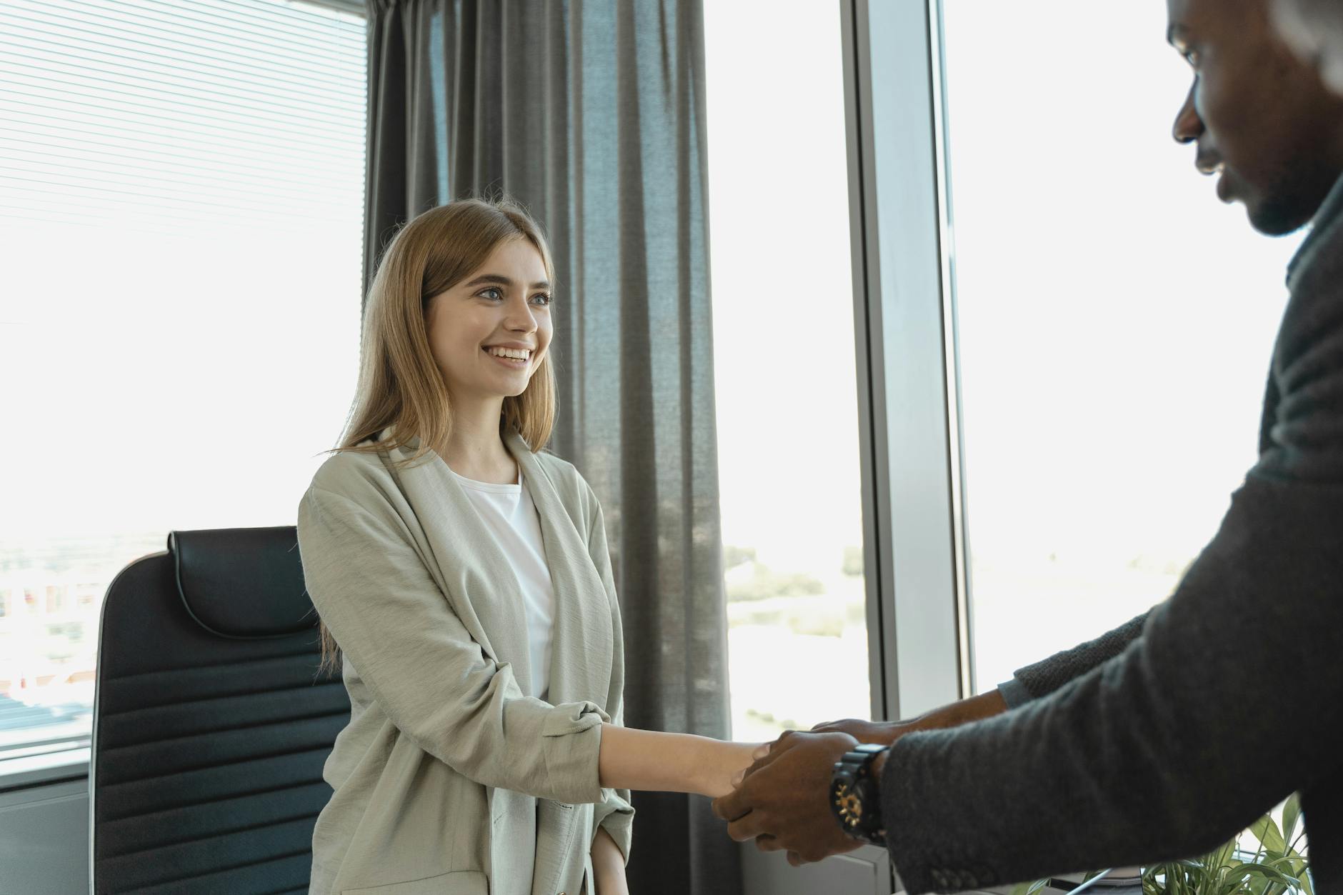 A candidate after a job interview, the moment when a thank-you follow-up email matters