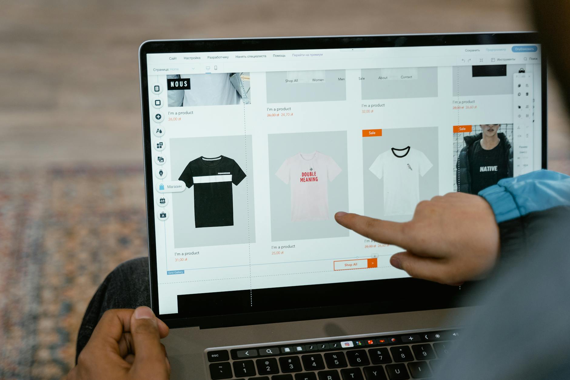 Browsing Canva website and social templates in the template library on a laptop