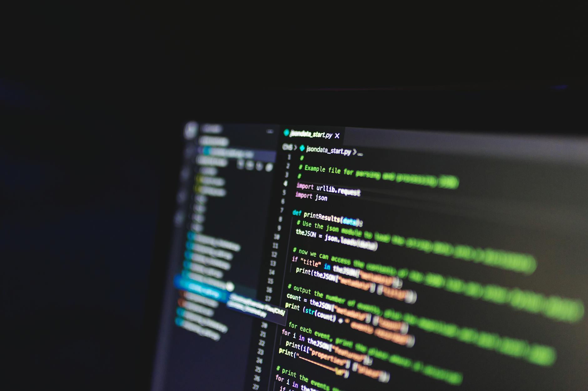 Lines of expression code on a developer screen