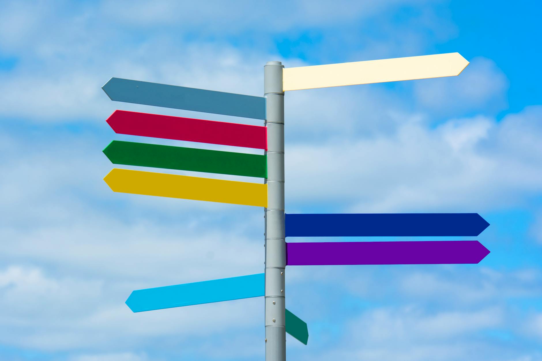A signpost at a crossroads pointing in three directions, illustrating the choice between automation tools