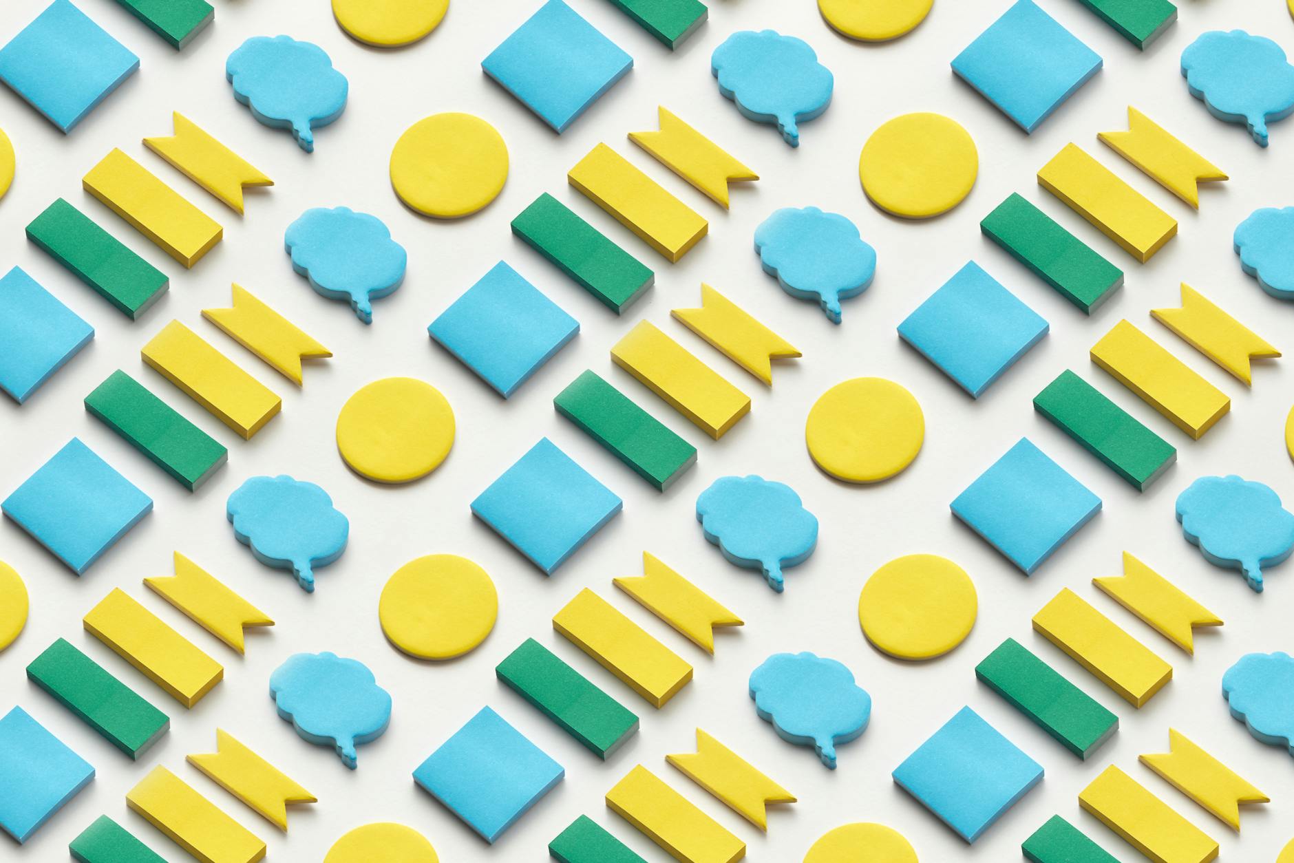 A colourful slide deck design template laid out flat for reference