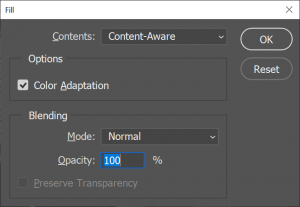 Photoshop content aware fill method to remove unnecessary objects