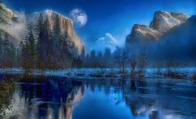 Yellowstone Park enhanced by Photoshop at Night